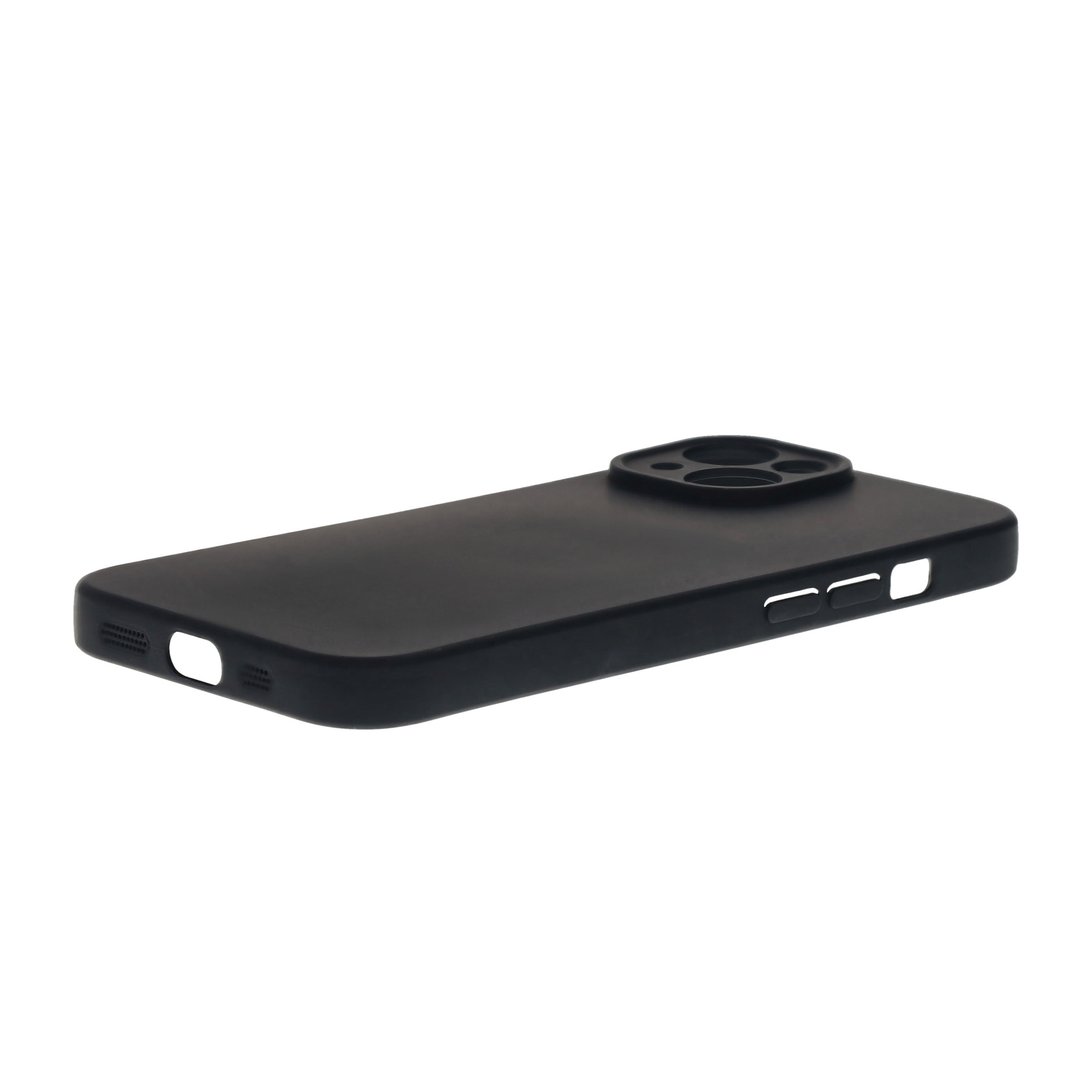 iPhone 15 Gummi Case Hülle mit Kameraschutz - Schwarz (Matt)