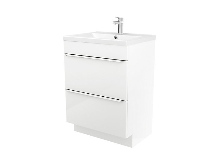 Meuble sous vasque à poser GoodHome Imandra blanc 60 cm + plan vasque Nira