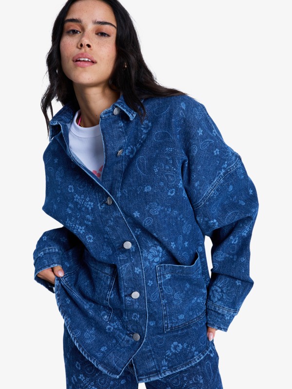 Kick Back Washed Surchemise Bleu Femme