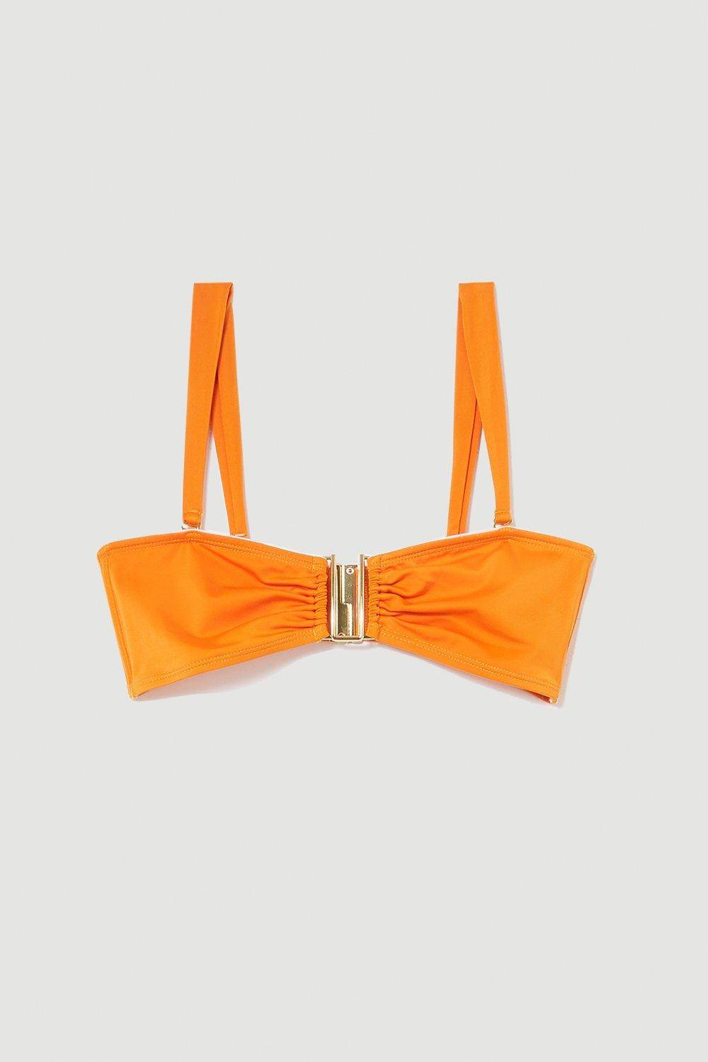KarenMillen Maillot de bain bikini haut à bretelles détachables, bordé d'or