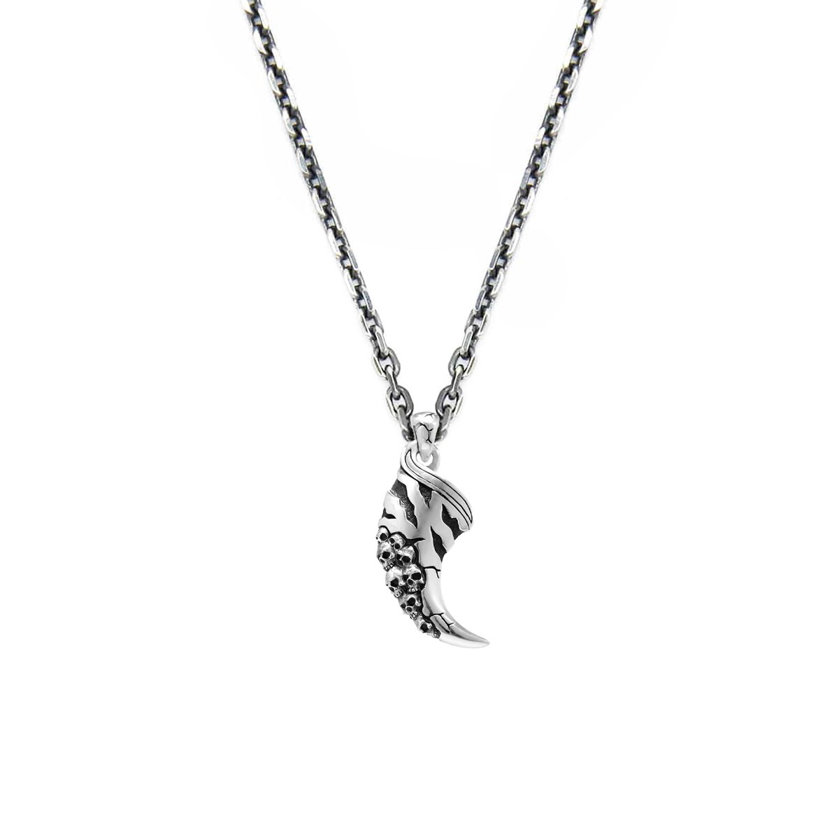 Collier Homme Argent Griffe D'enfer Et Tête De Mort