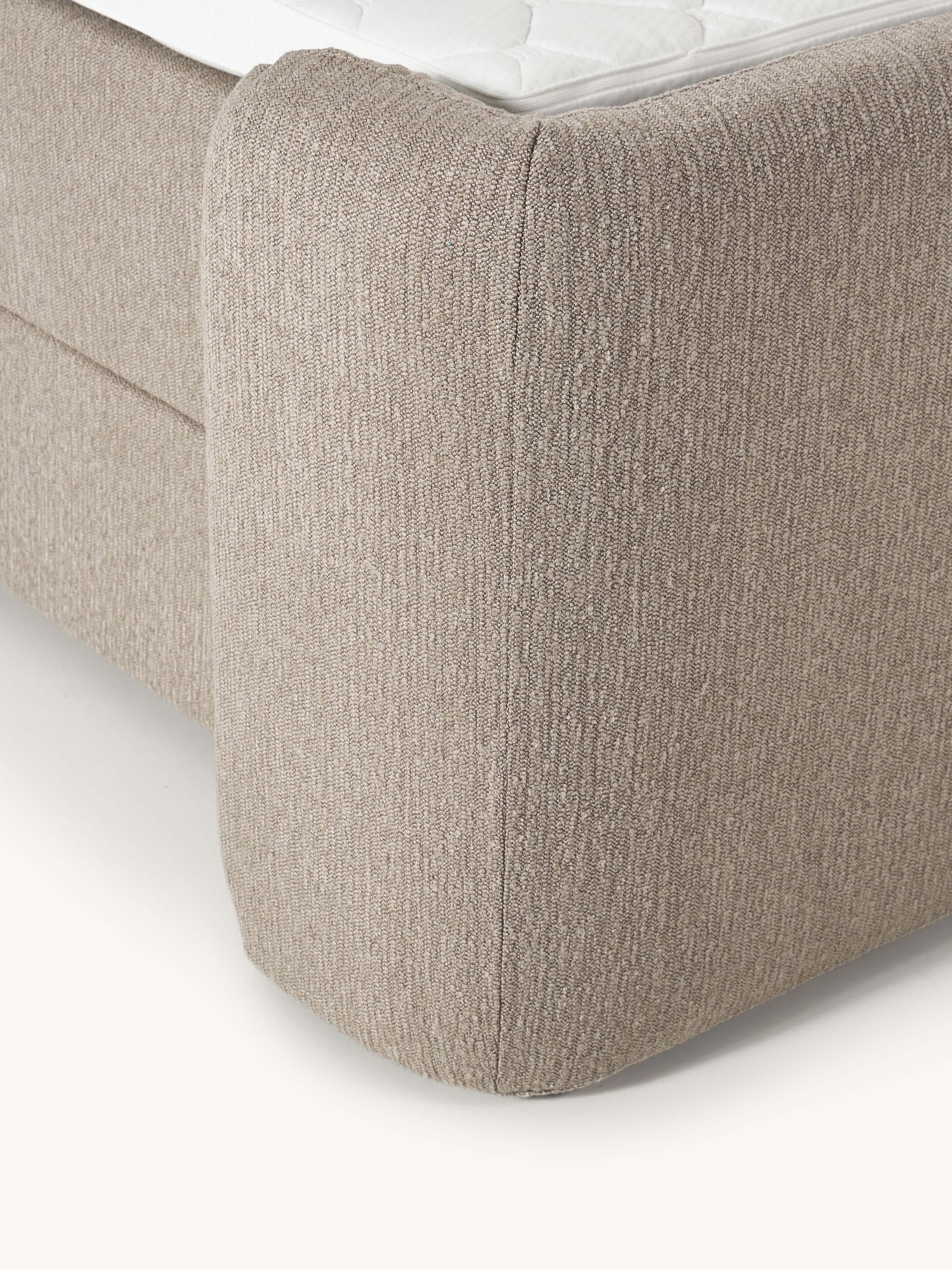 Bouclé boxspring bed Perla met opbergruimte