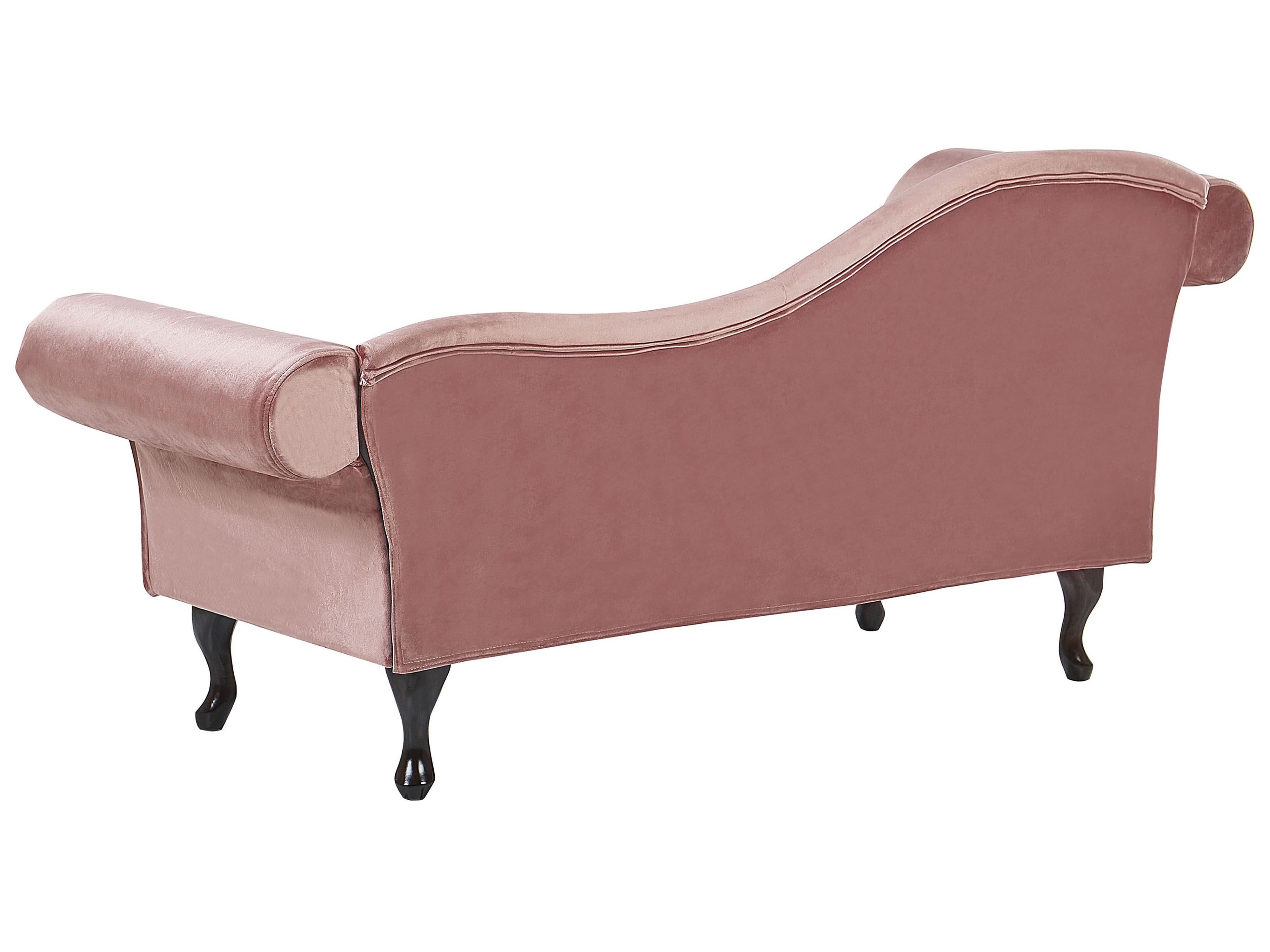 Linkszijdige chaise longue LATTES Fluweel Roze