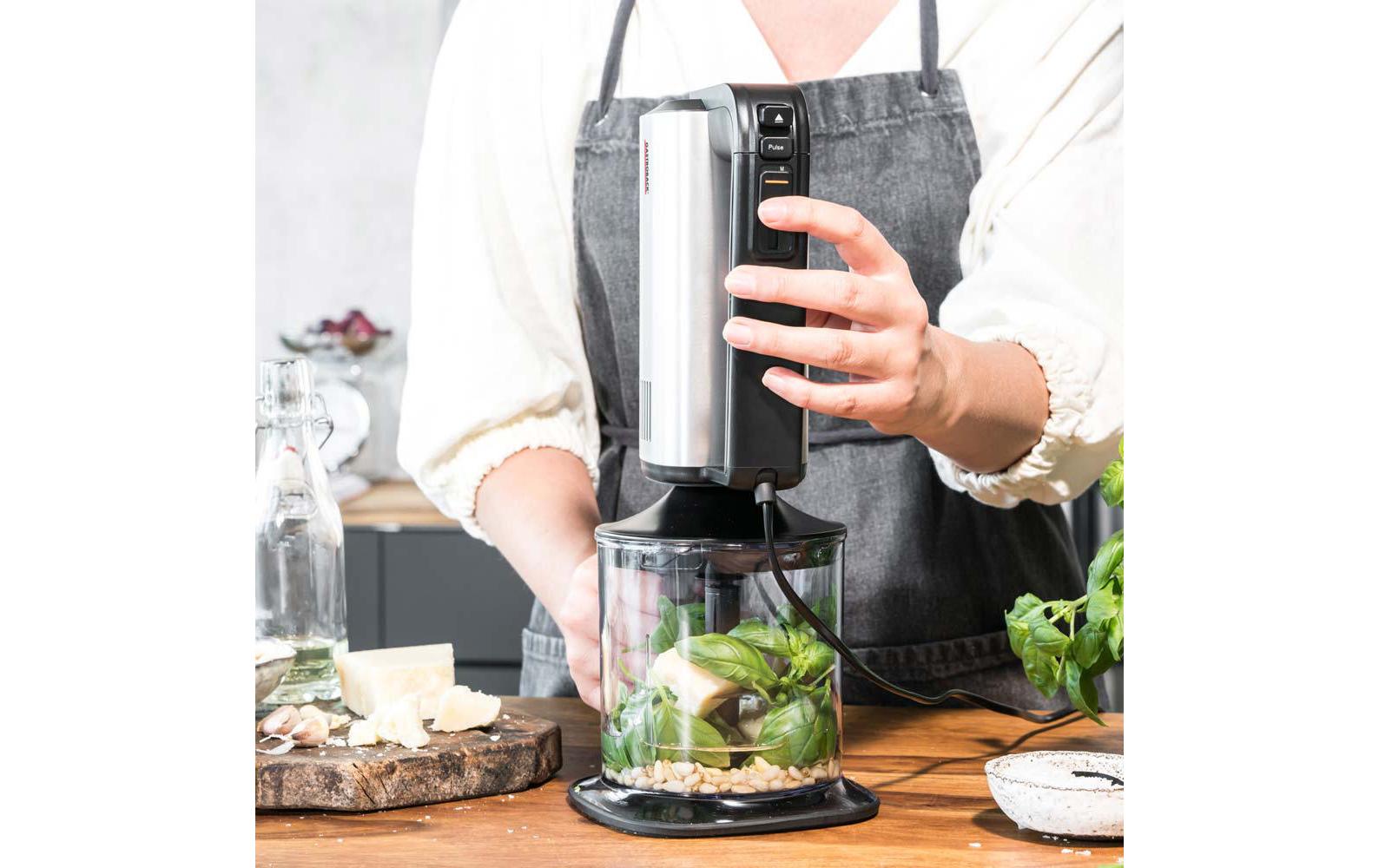 Handmixer Pro Schwarz/Silber<br>3 in 1 - Handmixer, Rührstab und Schnell zerkleiner