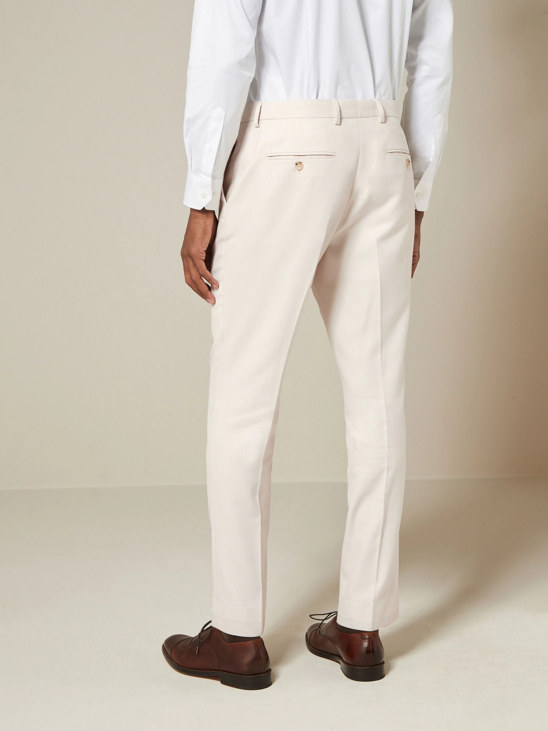 Ecru - Slim Fit - Kostuum met textuur: broek
