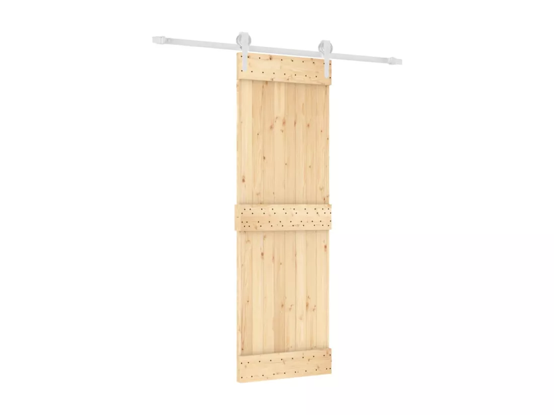 Porte coulissante et kit de quincaillerie 70x210 cm pin massif