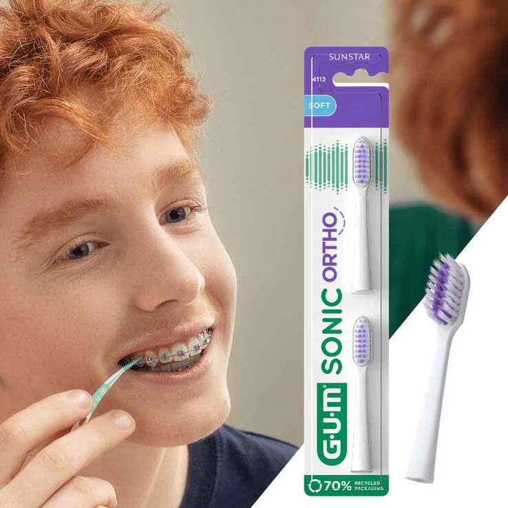 GUM Sonic Ortho Ersatzbürstenköpfe, 2 St