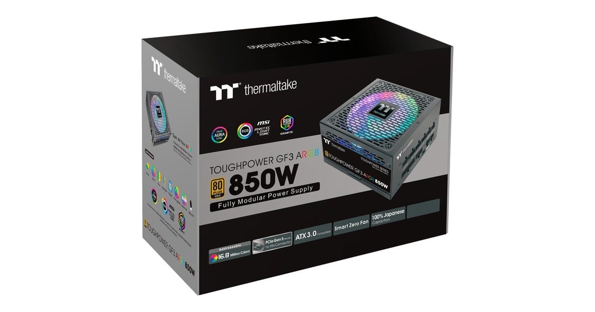 ThermaltakeToughpower GF3 ARGB Gold modulaire 850 watt voeding   (Zwart, 4x PCIe)