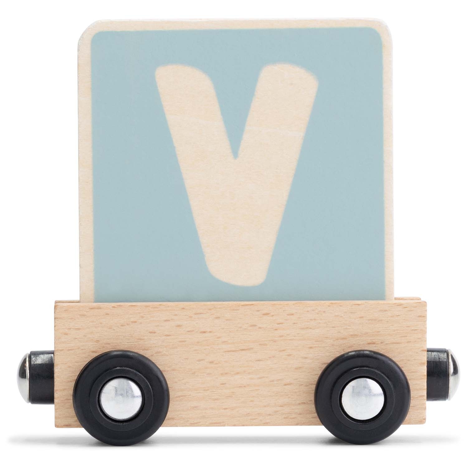 Prénatal houten namentrein letter V Light Blue - lettertreinen - Prénatal