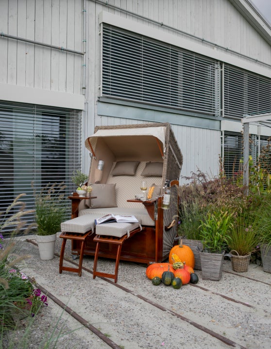 Strandstoel Nordstrand mahonie PE grijs design 584