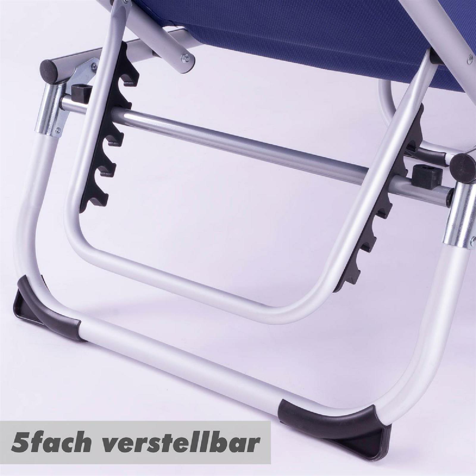VCM Sonnenliege Sonnendach Blau 187x58x30 cm Alu Campingliege klappbar