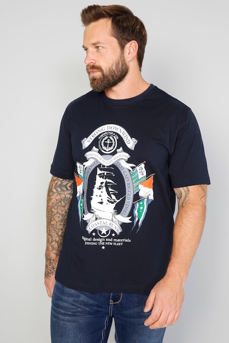 Boston Park T-Shirt, Halbarm, Segel-Print, Rundhals, bis 72/74
