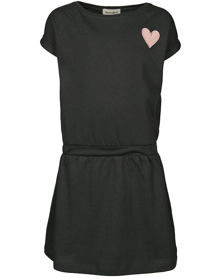 Kurzarm-Kleid HERZ DETAIL in grau