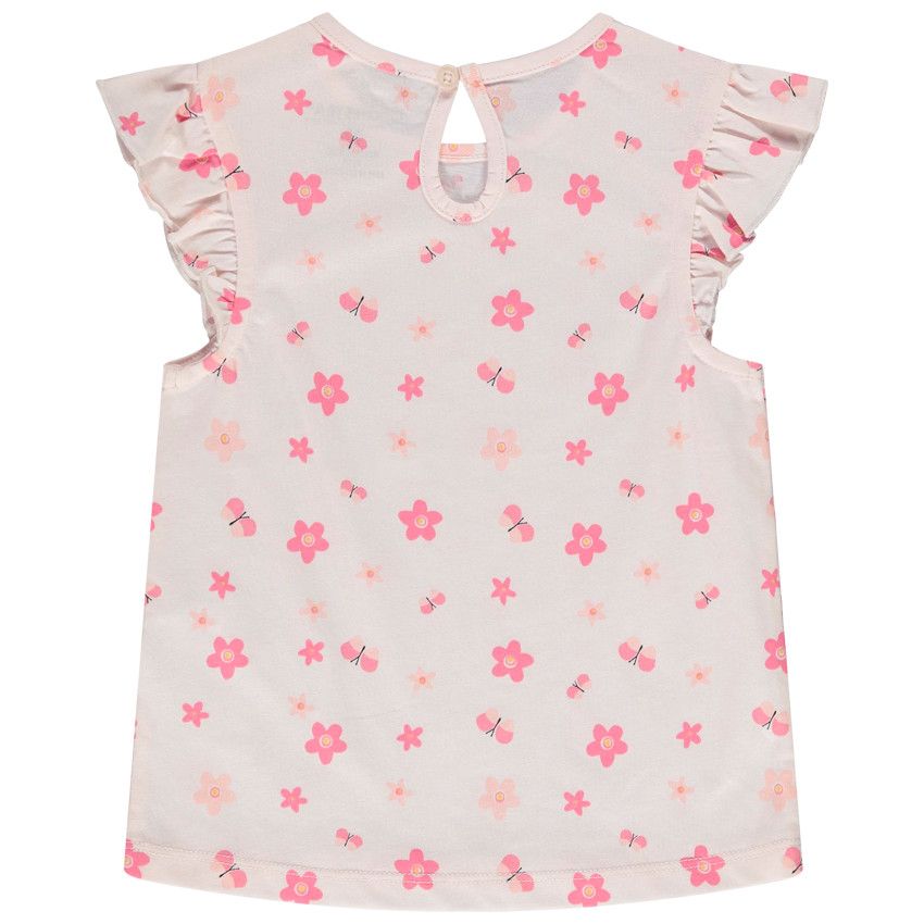 Lot de 2 t-shirts manches courtes volantées en jersey pour bébé fille - Rose
