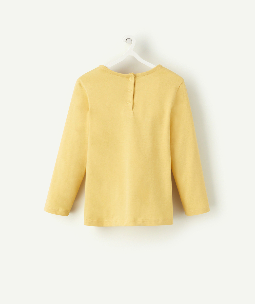 T-SHIRT BÉBÉ FILLE EN COTON BIO JAUNE AVEC COEUR EN RELIEF