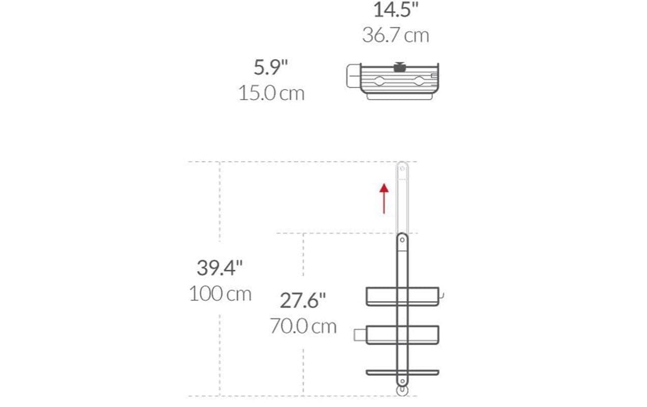 Duschmittelhalter Shower Caddy 70 - 100 cm, SilberUtensilienhalter für die Duschbrause