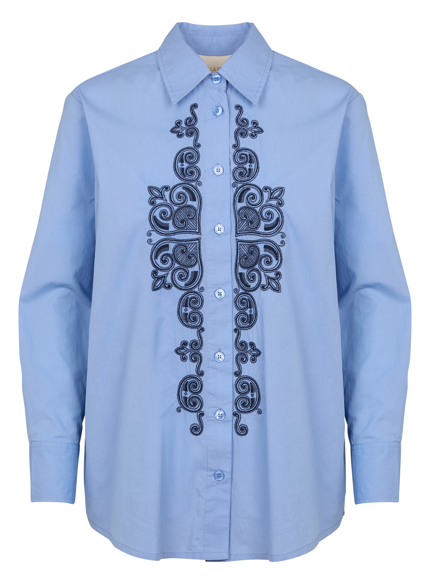 ALINA - Chemise droite col classique en coton | Bleu
