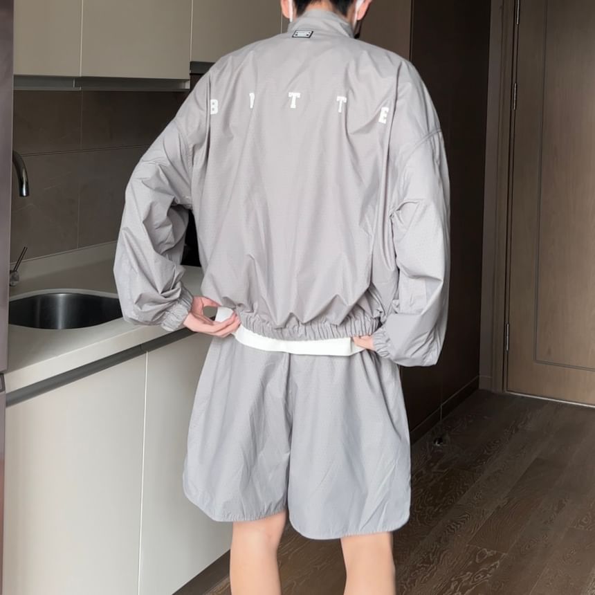 Breeson - Set: Lettering Zip Jacket + Mid Rise Shorts