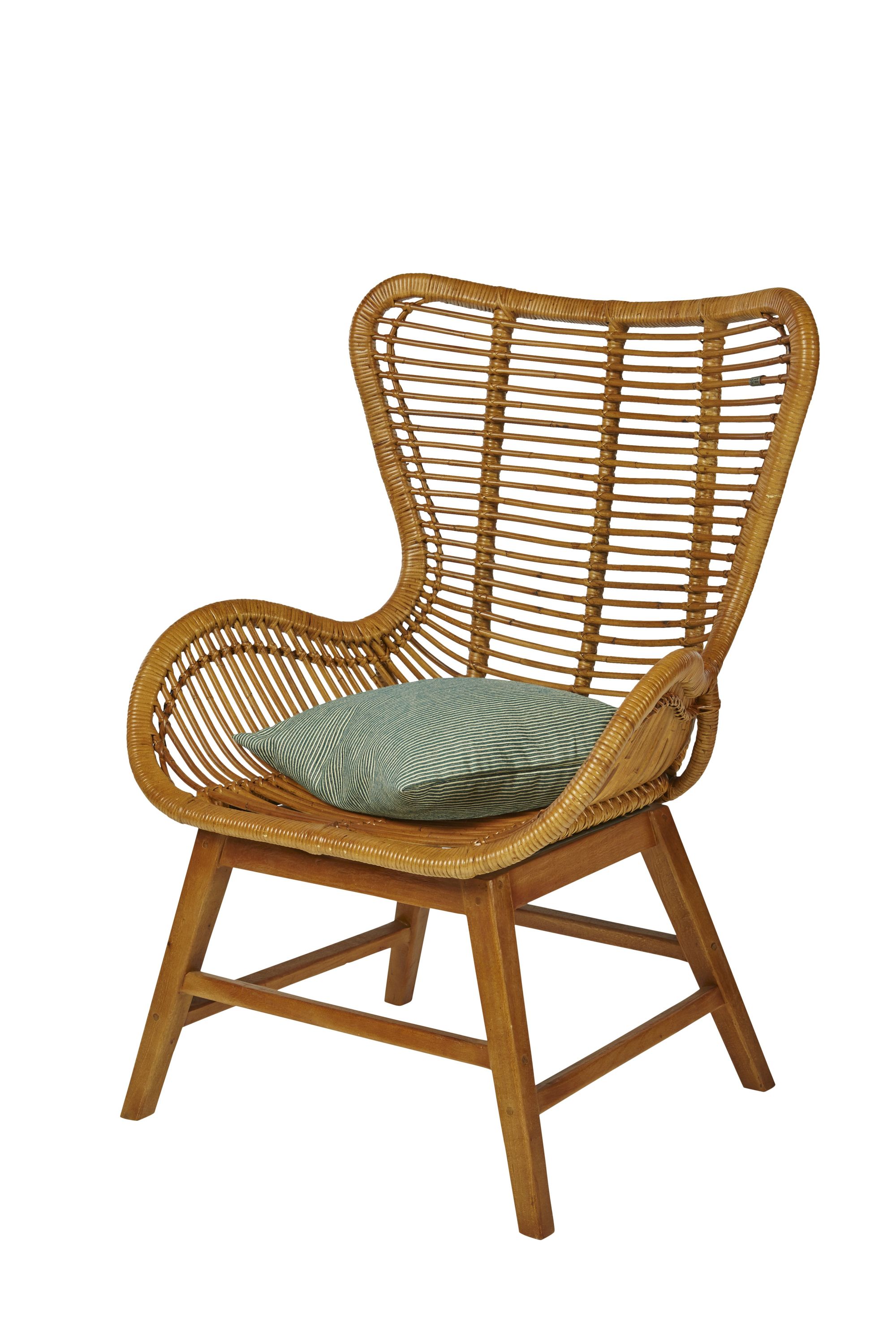 Sessel Rattan natur Relaxchair Relaxsessel Wohnzimmerstuhl Teakholz Stuhl