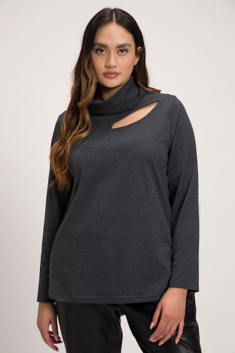 Shirt, Cut-Out, Classic, Stehkragen, Langarm