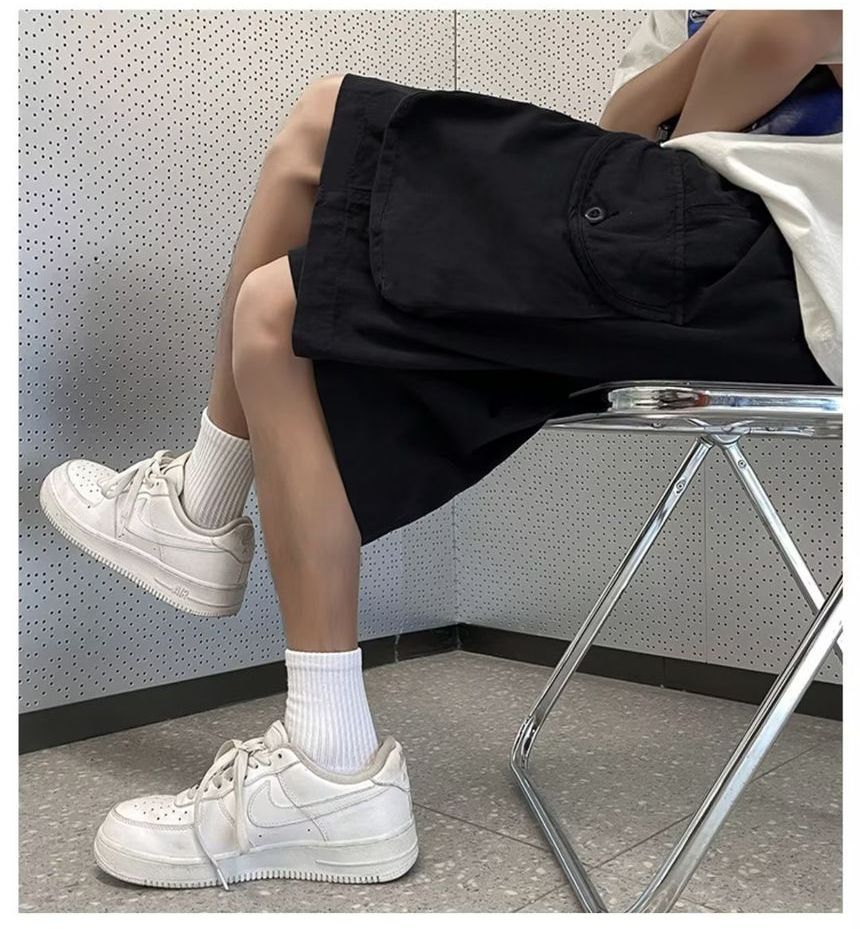 DuckleBeam - Effen cargoshorts met trekkoord in de taille