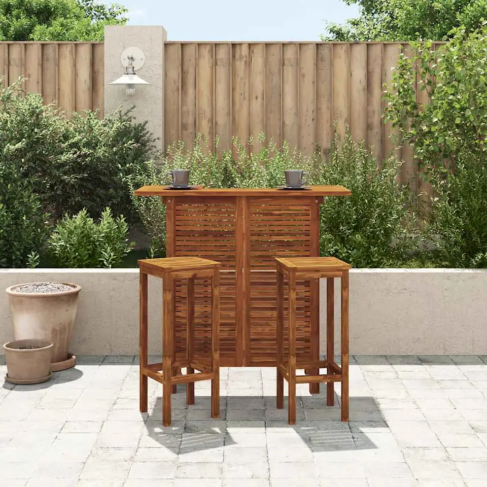 vidaXL - Bartafel En -stoelenset - Bruin - Acaciahout