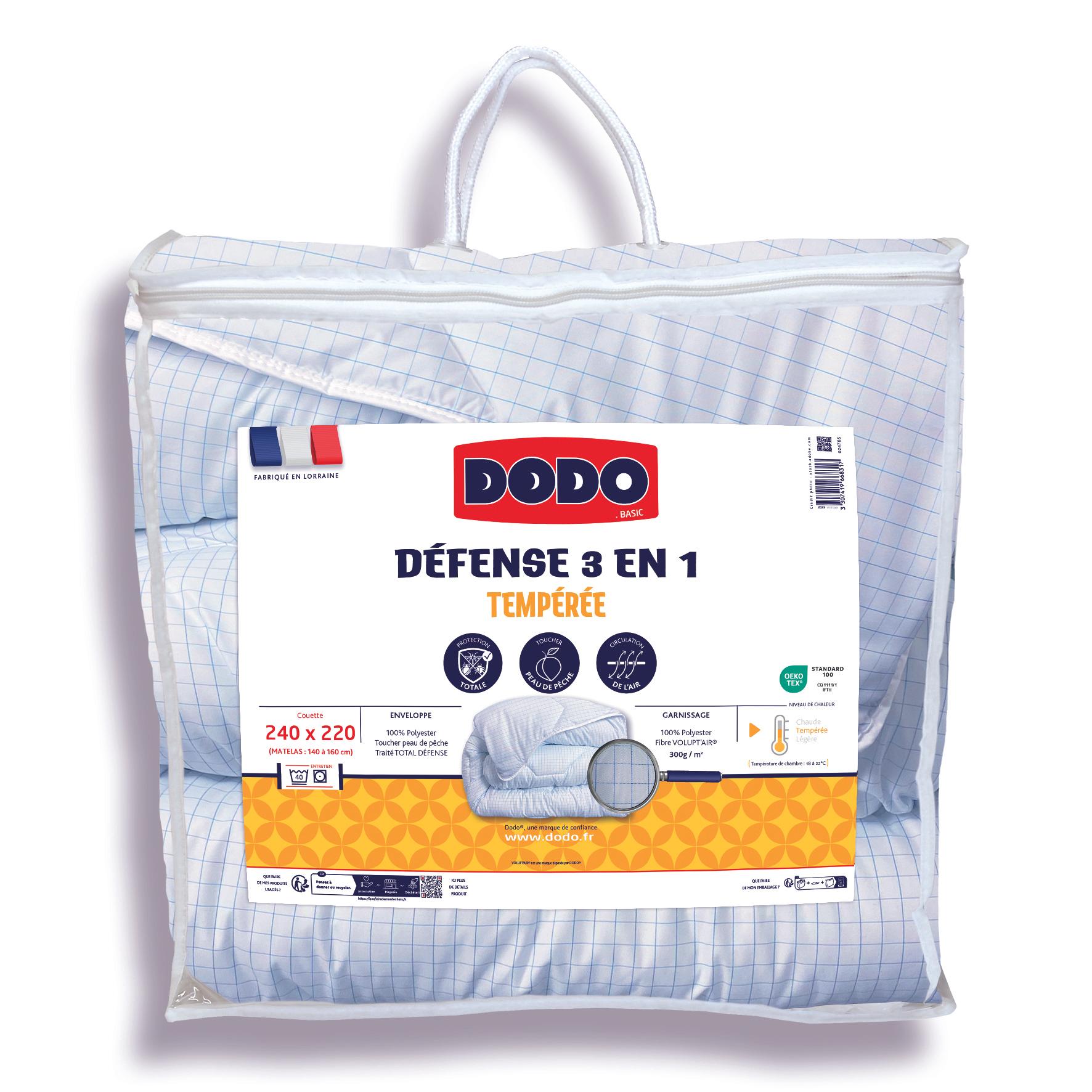 OREILLER 60X60CM 550G DEFENSE 3 EN 1