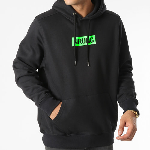 Sweat Capuche Make Art Not War Noir Vert Fluo