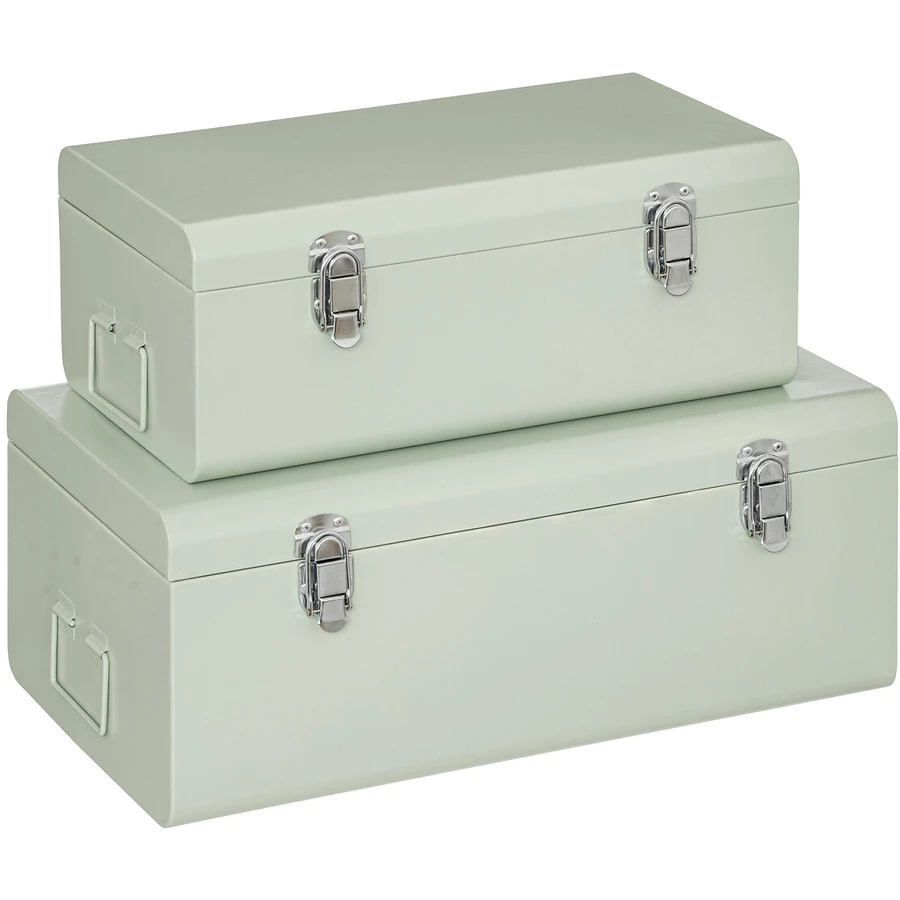 atmosphera Kinderkoffer Aufbewahrungsboxen Metall 2er-Set mint