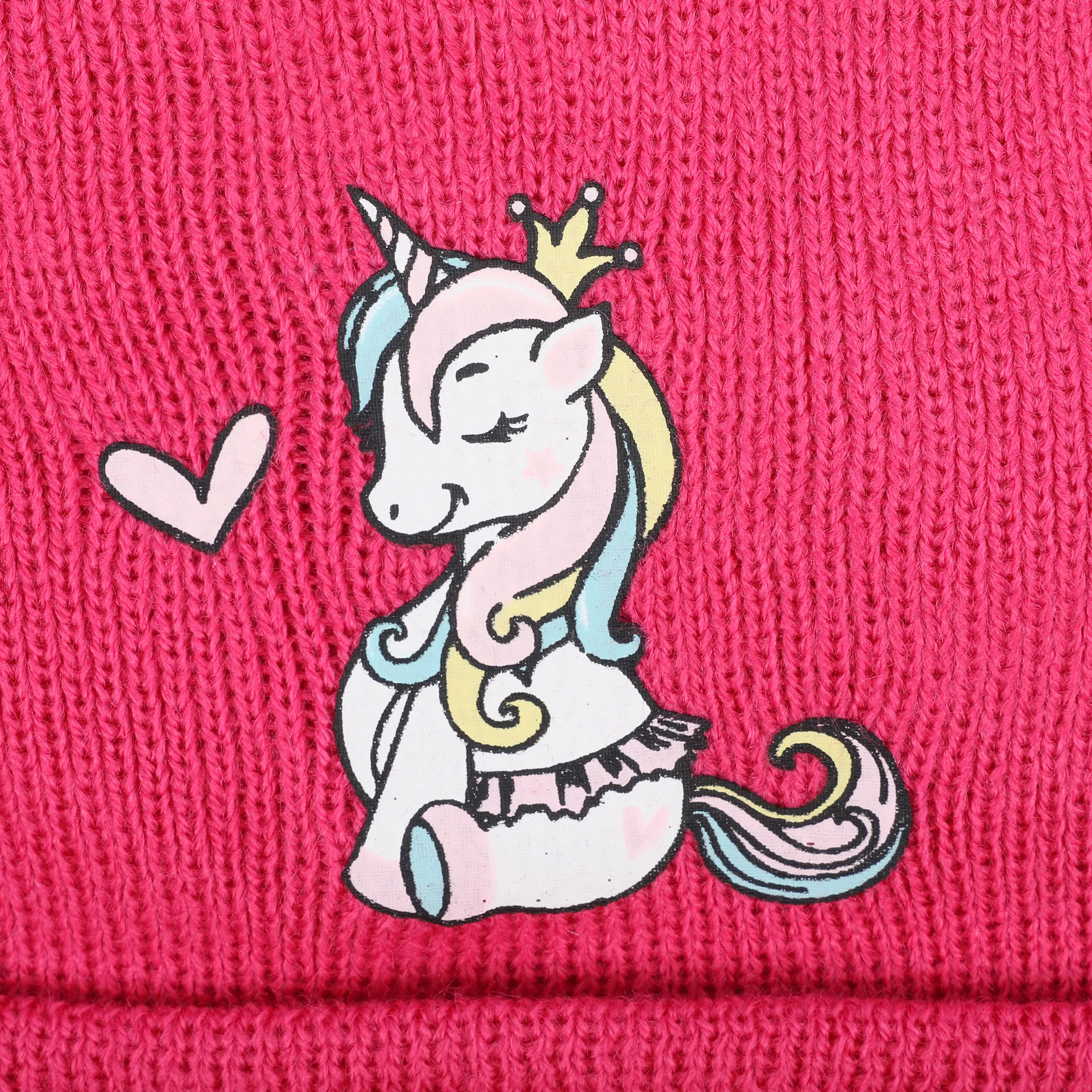 Mädchen Beanie Mütze mit Einhorn-Print