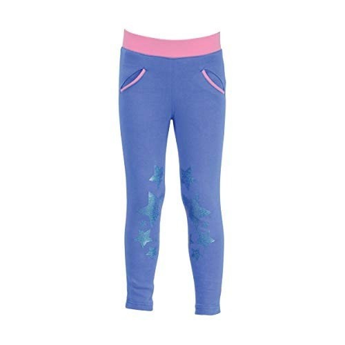 Calças de montaria infantis unissex, com glitter, azul regata/rosa camélia