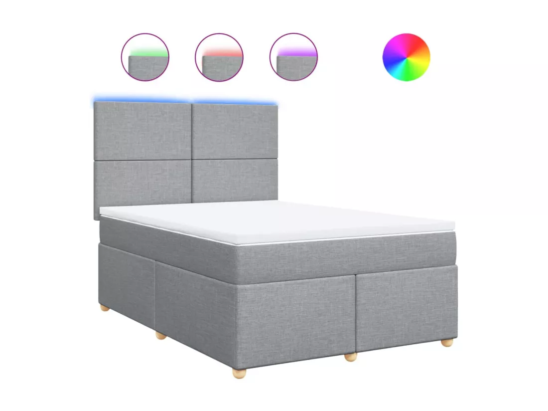 Sommier à lattes de lit avec matelas Gris clair 140x190cm Tissu