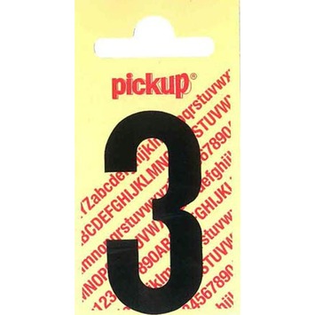 Pickup plakcijfer 3 zwart mat 60 mm