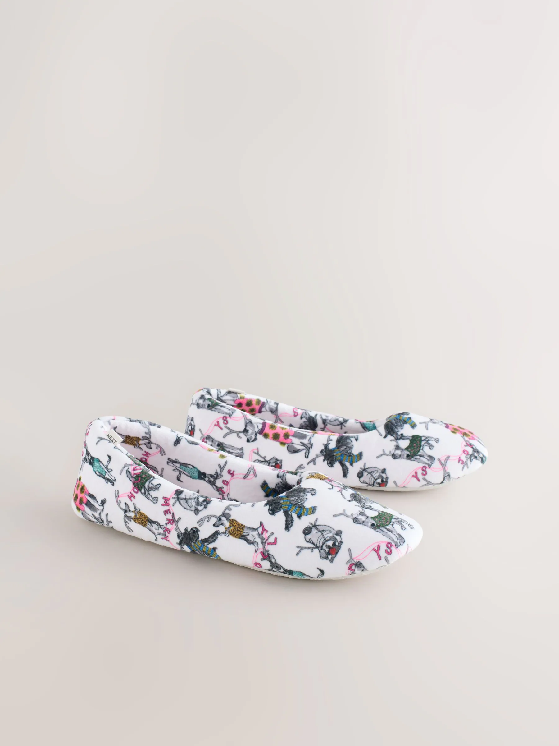 Wit met honden - Plush Ballet Slippers