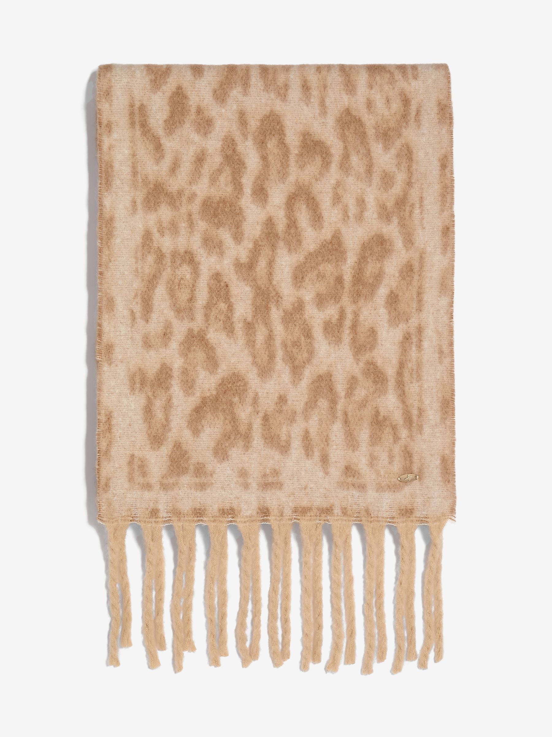 Crème met luipaardprint - Lipsy Cosy geborstelde sjaal