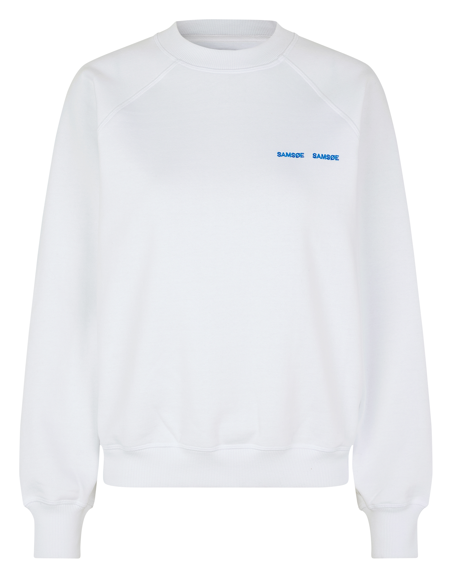 GITTA - Sweat col rond brodé en coton bio mélangé | Blanc