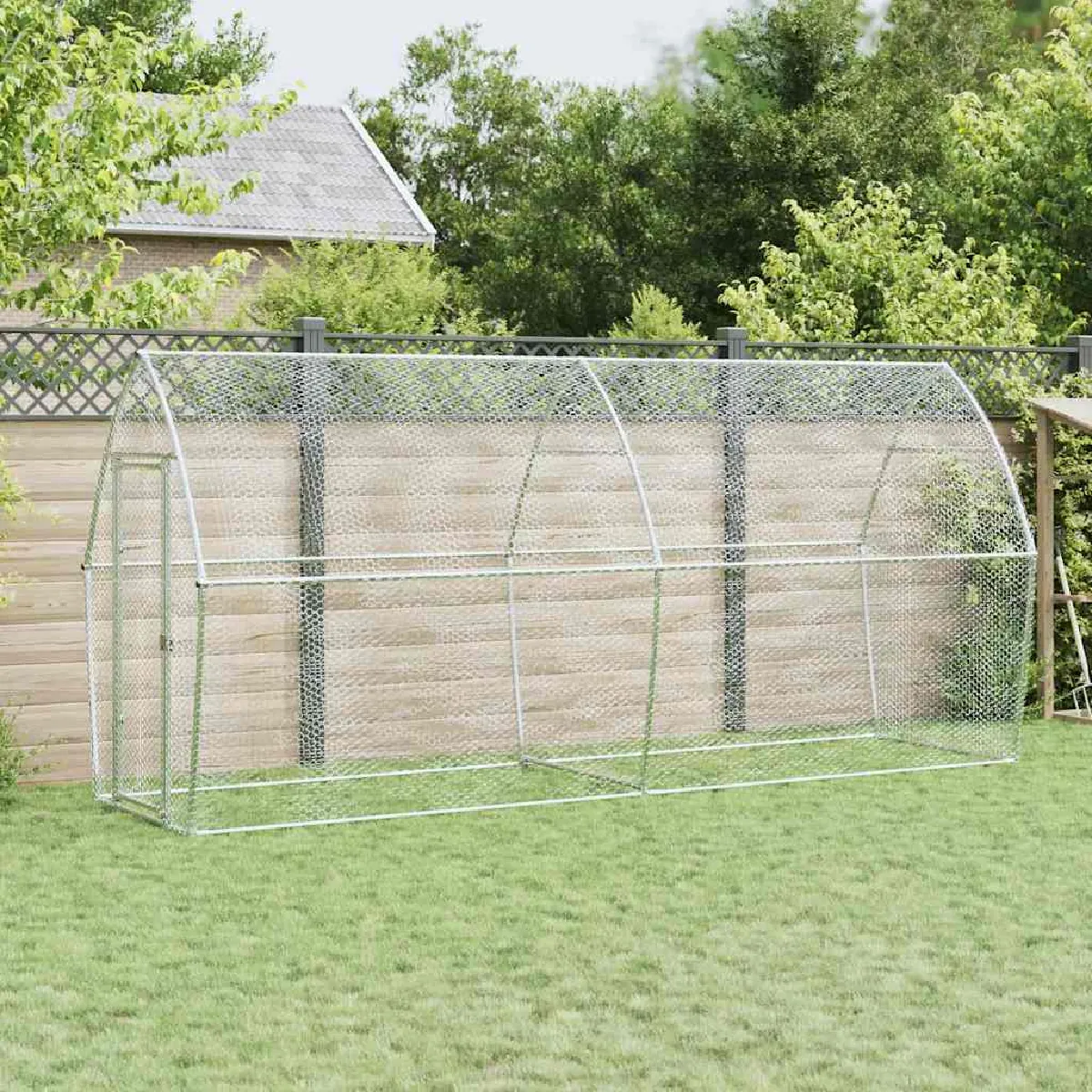 vidaXL Cage poules 400x105x182 cm argentée