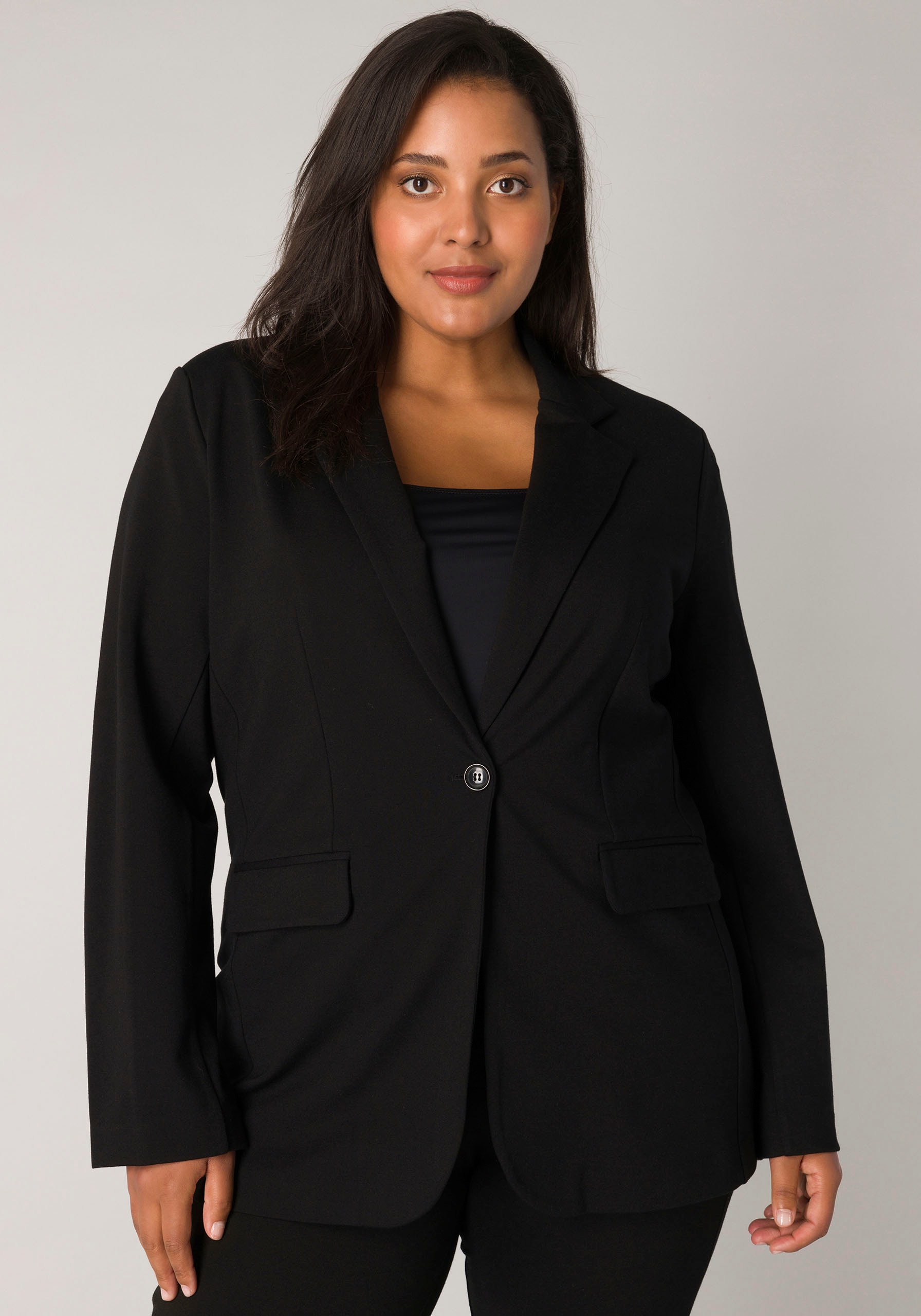 Base Level Curvy Jerseyblazer , mit Taschenklappen