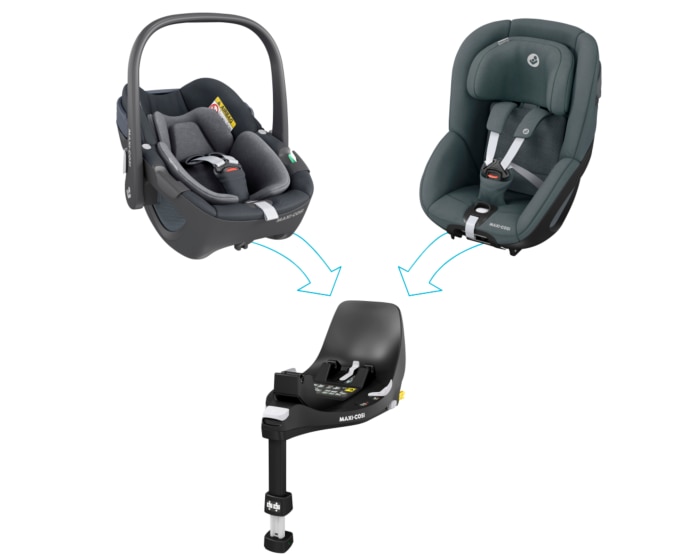 FamilyFix 360 0 - 4 Y  40 - 105 cm  0 - 17,4 kg    Intuitive Drehung mit nur einer Hand |    FlexiSpin-Drehung |    Rück- und vorwärts gerichtet ab der Geburt bis zu 4 Jahren |    Audiovisuelles Installationsfeedback |