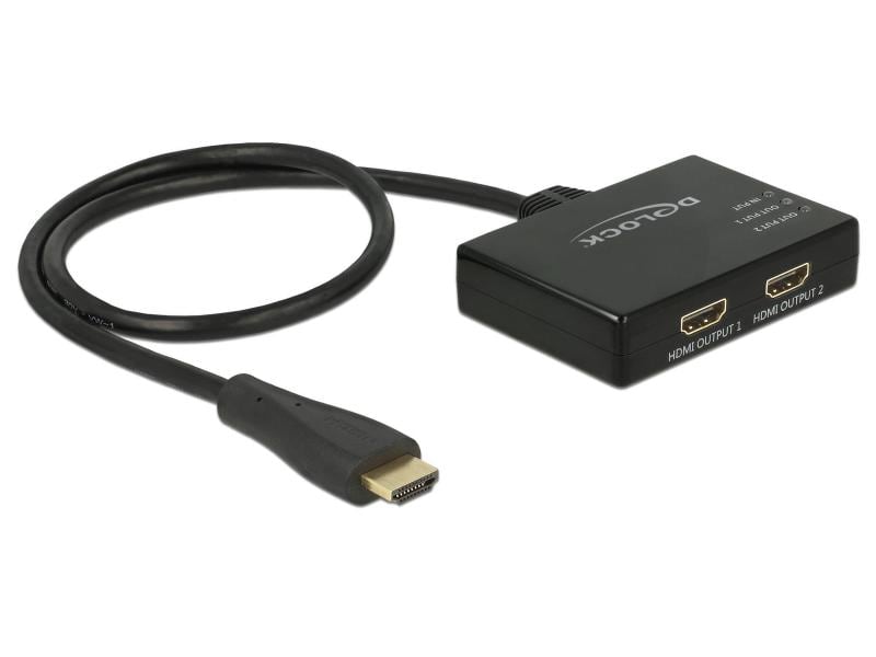 Delock 2-Port Signalsplitter HDMI - HDMI 4K/30Hz 2-Port HDMI-Signalsplitter, Aktiv