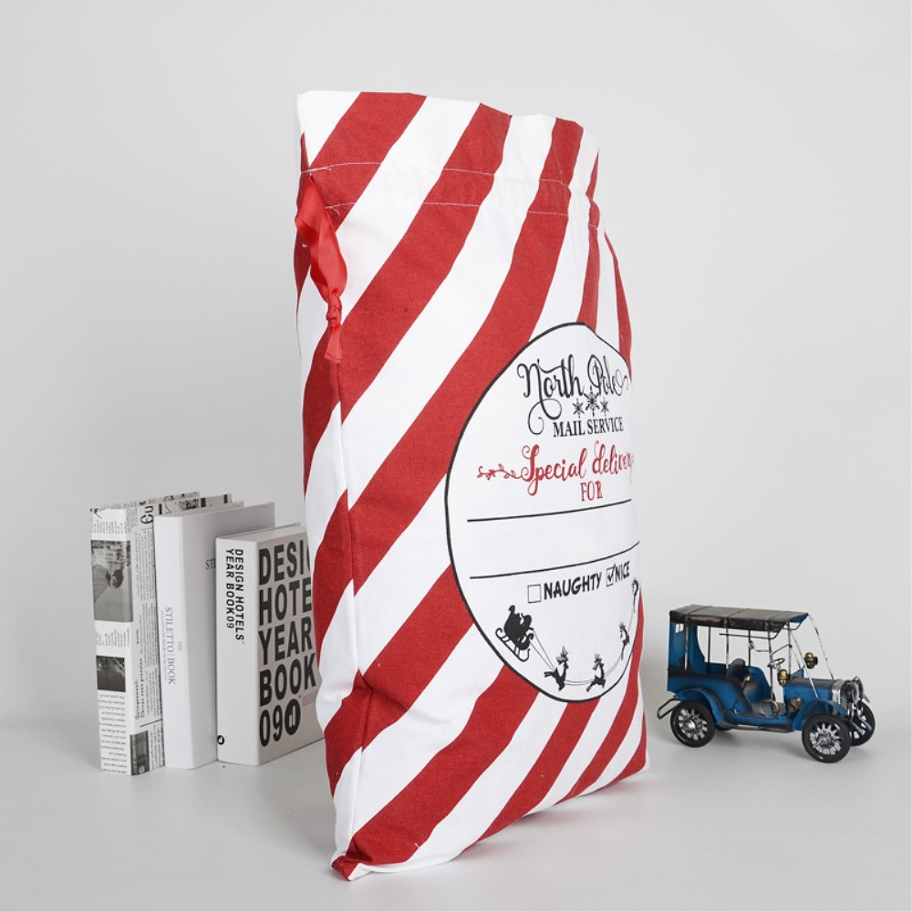 (62x45cm) Weihnachtsgeschenkbeutel Leinen Geschenktasche mit Kordelzug -  Style 1