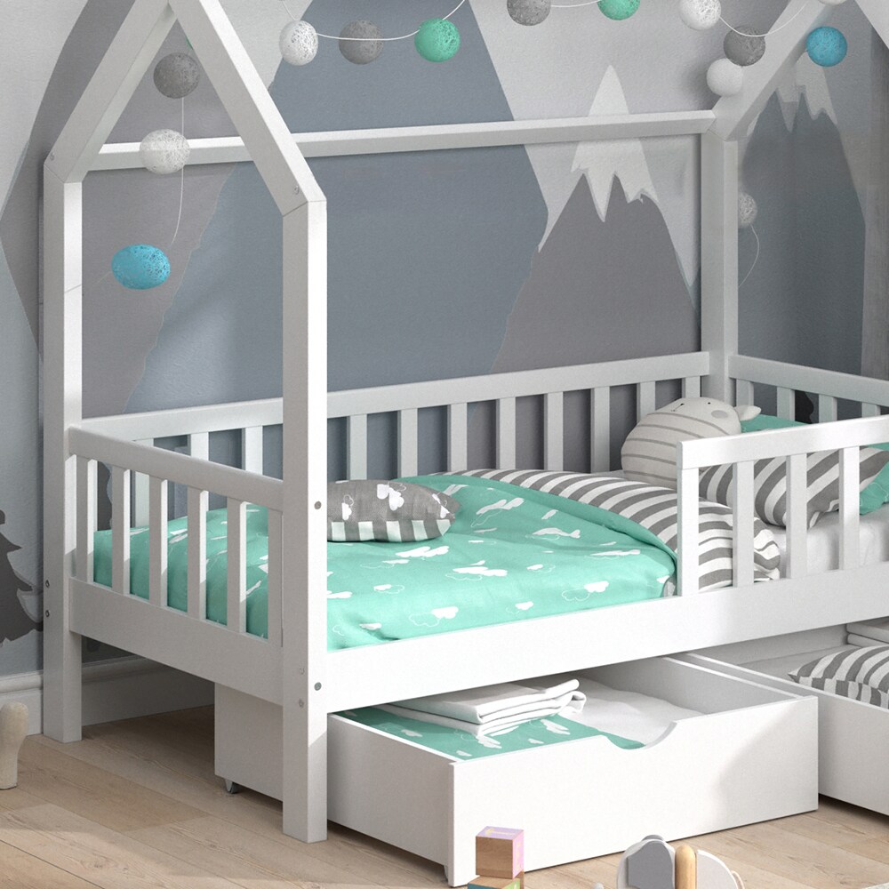 VitaliSpa Kinderbett Hausbett Spielbett Wiki 80x160 inkl Lattenrost 2 Schubladen