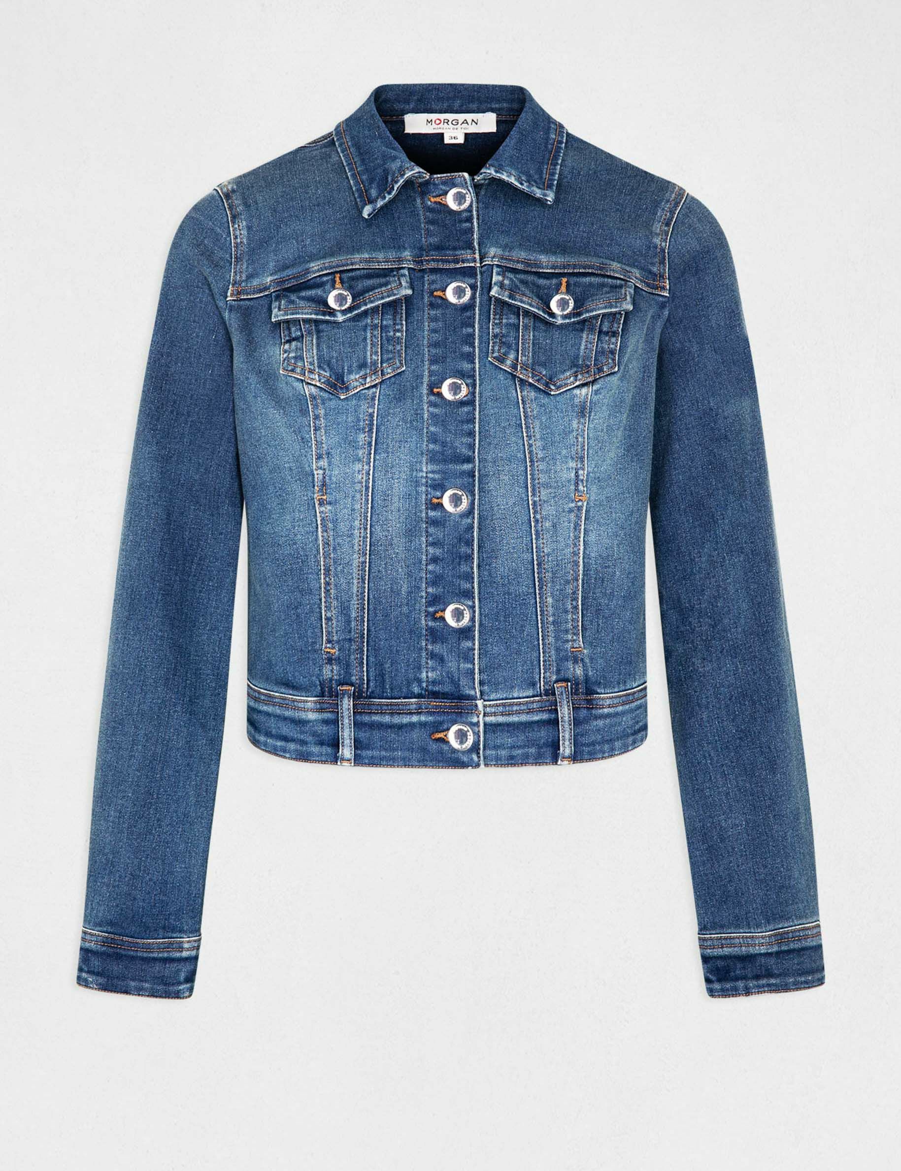 Veste droite boutonnée en jean jean stone femme - jean_stone