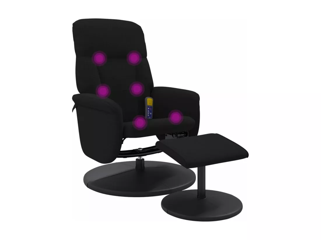 Fauteuil de massage inclinable avec repose-pied noir velours