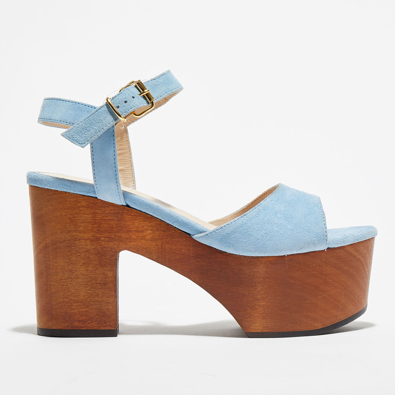 Carel Sandales en Velours de Cuir bleu ciel - Talon 6.5. cm