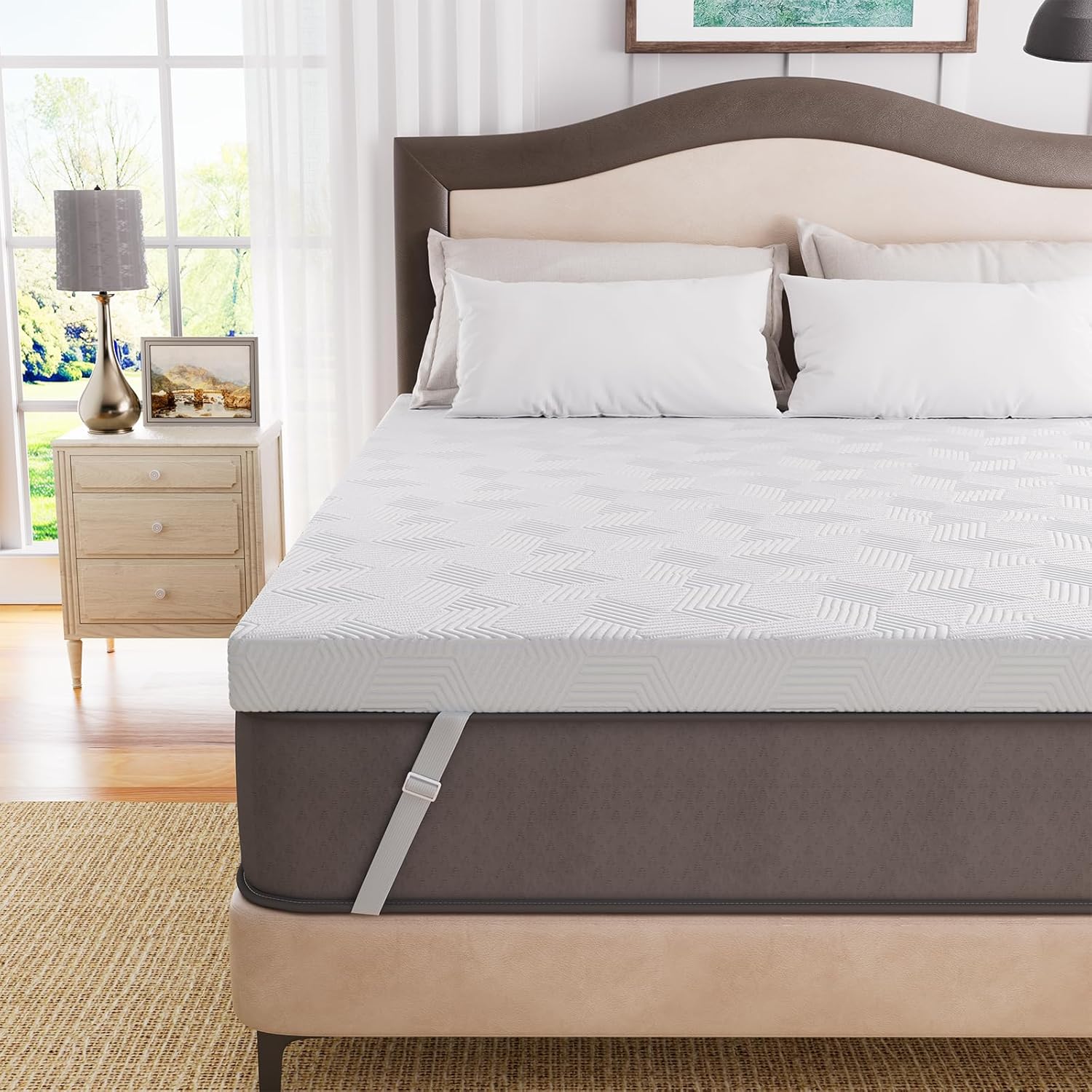 Matratze 160x200cm Topper Memory Foam Matratzen Topper 7,5cm Höhe Matratzentopper rutschfeste Unterseite für Matratzen und Boxspringbett Weiß