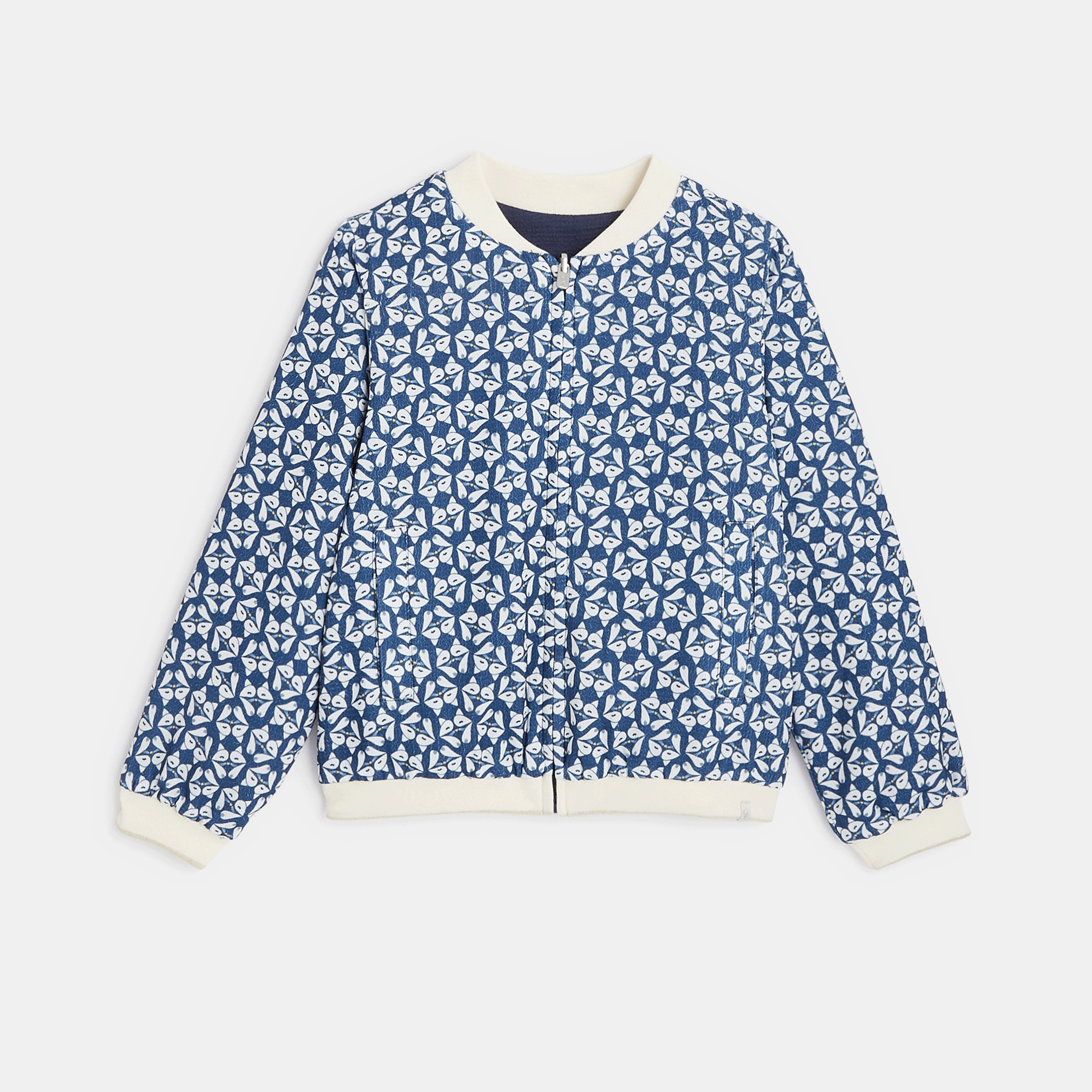 Blouson imprimé réversible bleu fille