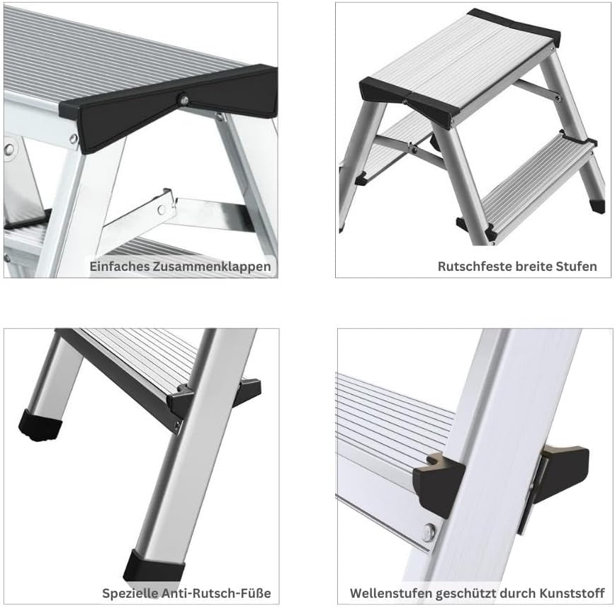PROREGAL Economy Basic Trapladder, dubbelzijdig toegankelijk, 2 x 4 treden, werkhoogte 2,81 m, draagvermogen 125 kg