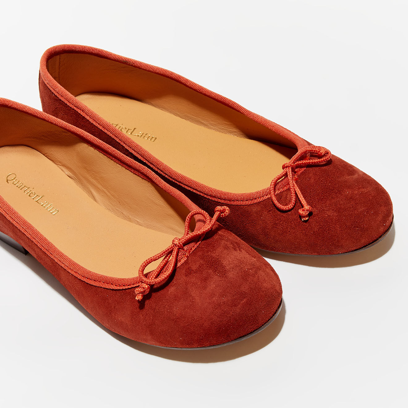 Quartier Latin Ballerines en Velours de Cuir Nicole brique