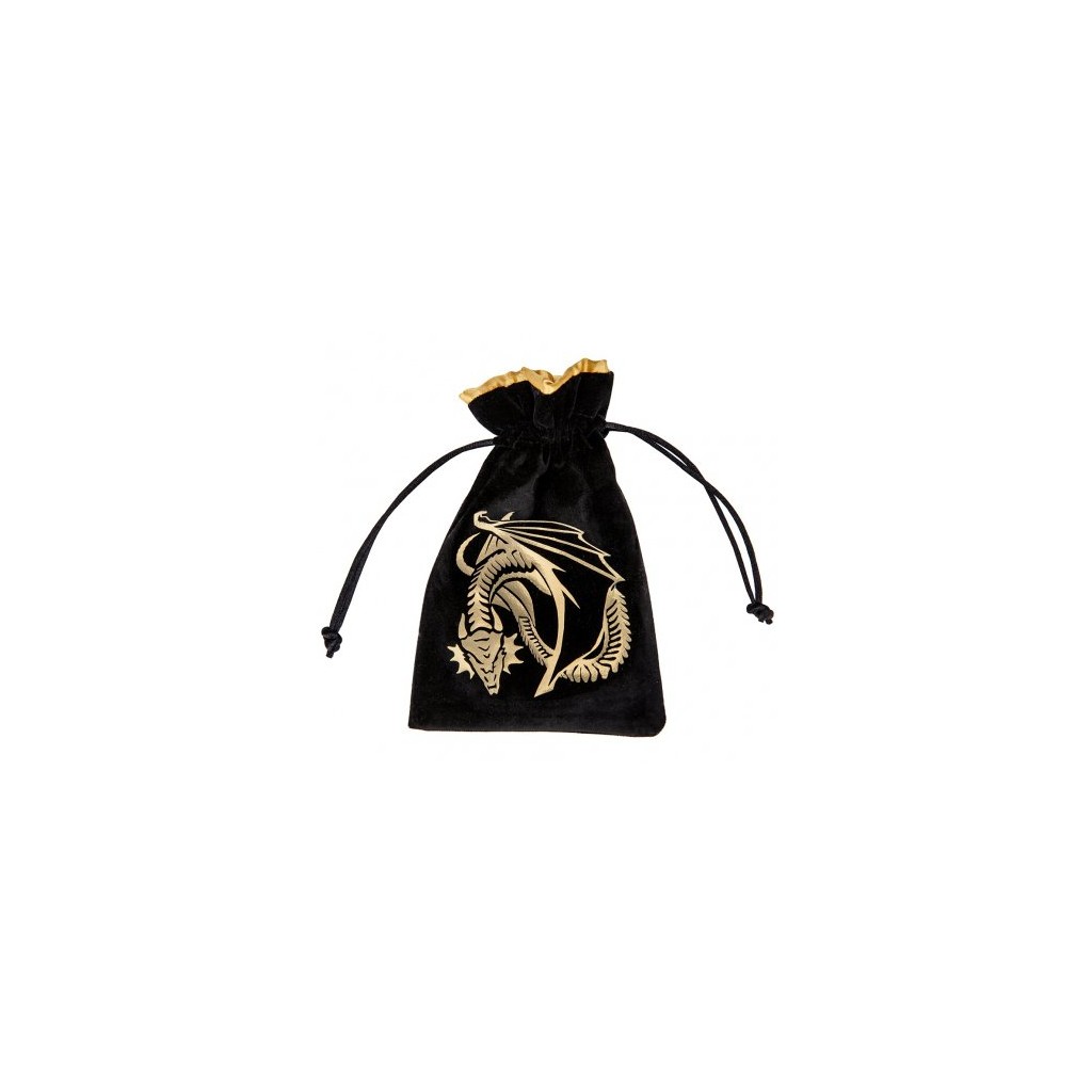 Bourse Velours - Dragon : Noir et Or